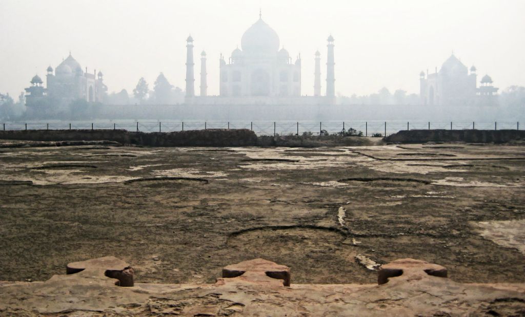 The footings for the black Taj across the Yamuna River where the emperor was to be buried. Family infighting resulted in a serious change of plans.